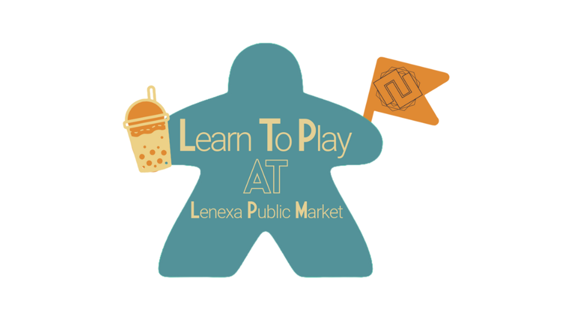 Learn to Play at Lenexa Public Market logo for Cardboard Corner Cafe weekly event.
